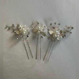 New Silver Hair Pins with Pearls